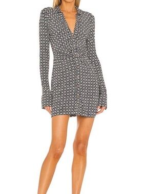 Free People Black and White Button-Front Mini Dress